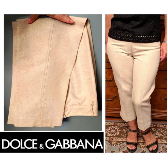 Dolce & Gabbana Pants - Dolce & Gabbana Sparkle Gold Cropped pants EUR 44